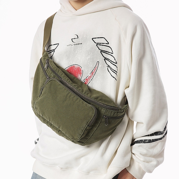 Vintage Fashion Fabrics - Damen Casual Canvas Stoff Umhängetasche Brusttasche