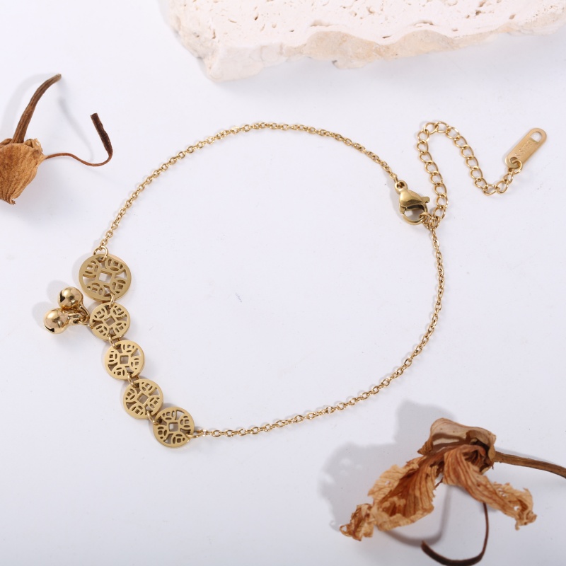 Vintage Fashion Market - 1 Stück Edelstahl-Fußkettchen mit 18K vergoldeter
