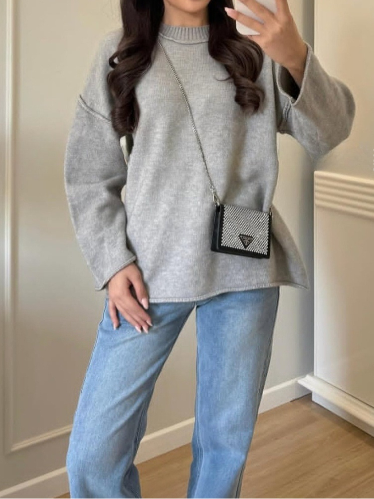 Vintage Fashion Old Money - Vintage Damenpullover, Schwarz, Laternenärmel, Koreanische Mode,