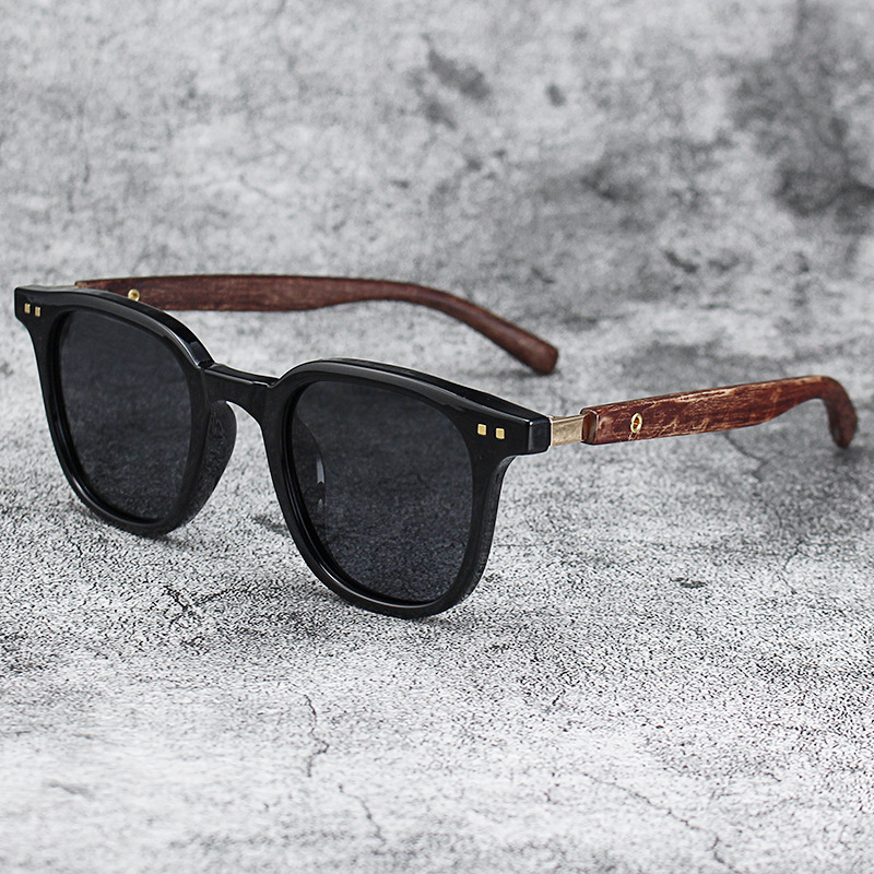Vintage Fashion Streetwear - Trendige Herren-Sonnenbrille im Vintage-Stil mit Holzrahmen,
