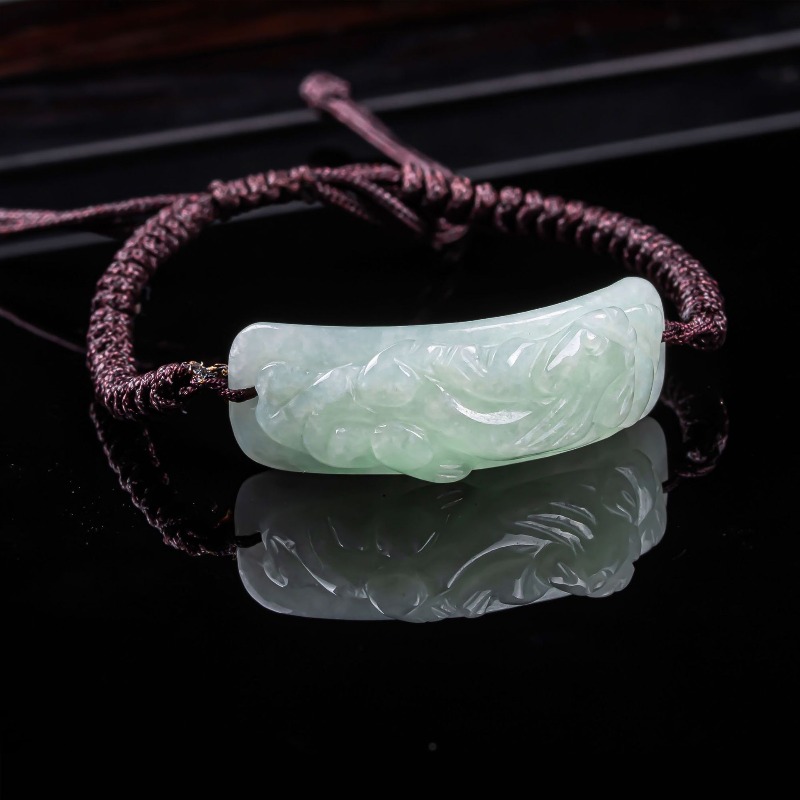 Vintage Fashion - Burmesisches Jadeit Pixiu Armband, handgeschnitzt, handgeknüpft,