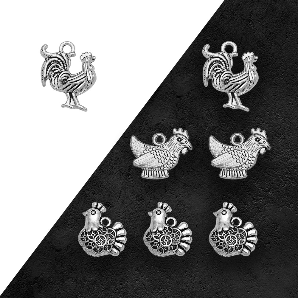Vintage Fashion Resale - Antike Silber Überzogene Cock Hahn Huhn