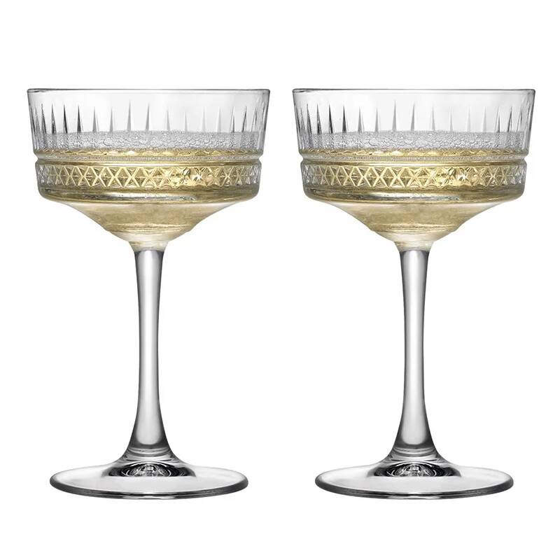 Vintage Fashion Eu - 2 Stück Geschnitzte Martini-Gläser Cocktail-Kelche Altmodische