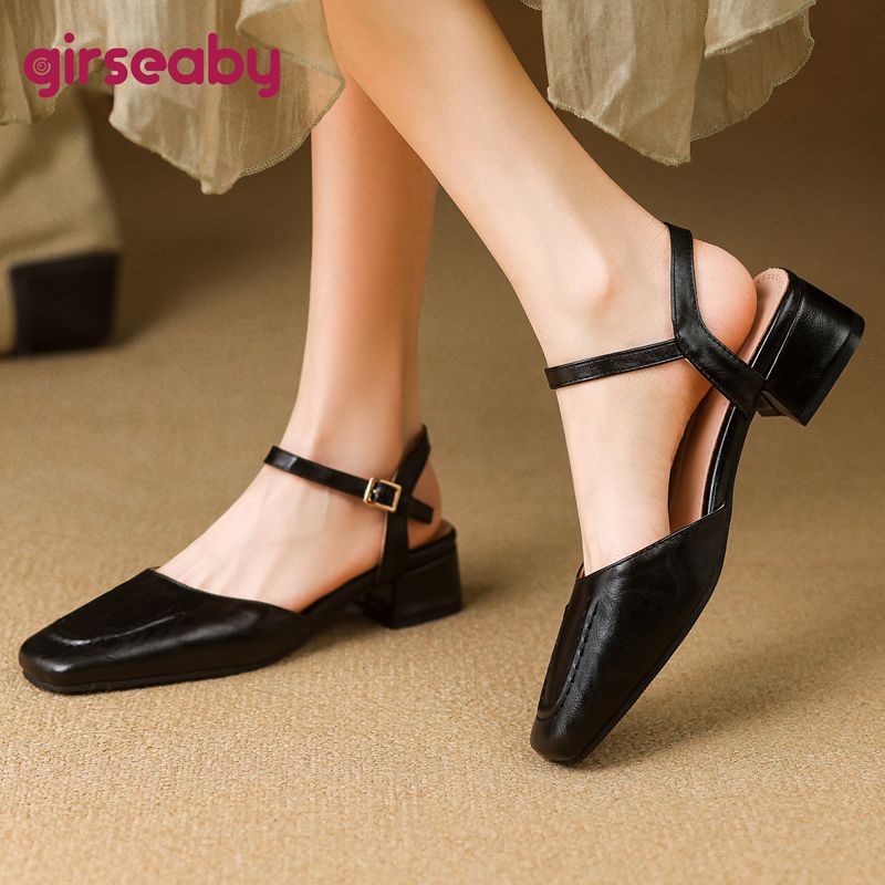 Vintage Fashion Female - Girseaby 2025 Weibliche Sandalen Karree Dicke