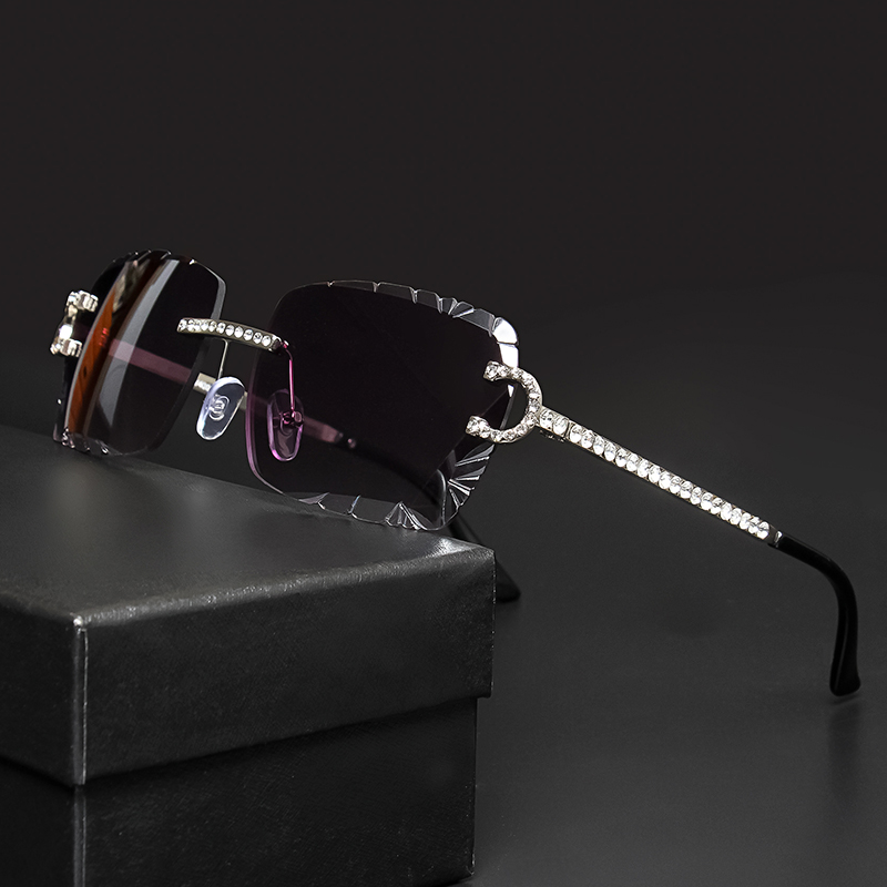 Vintage Fashion Streetwear - Modische Randlose Quadratische Sonnenbrille Vintage Diamant
