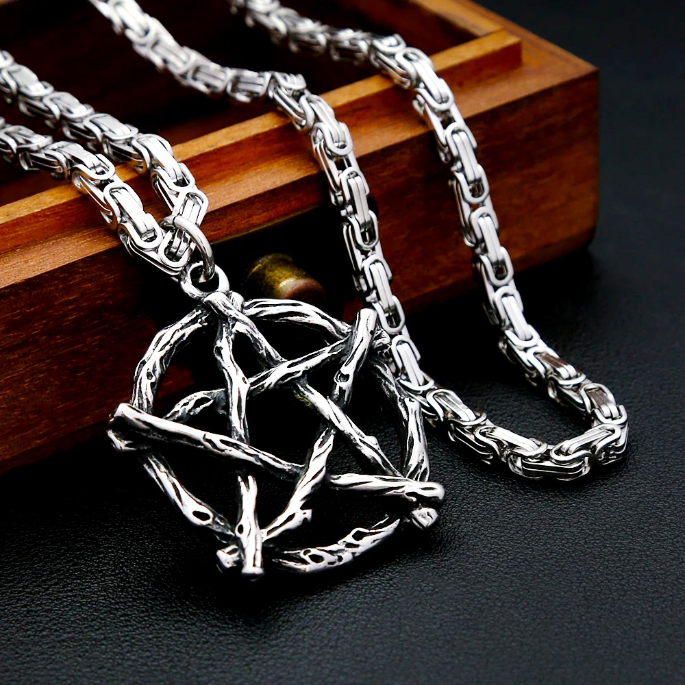 Vintage Fashion Outfits Men - Vintage Gothic Twisted Branch Pentagram Anhänger