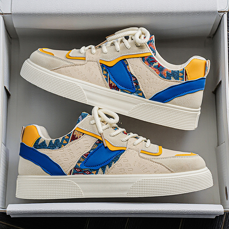 Vintage Fashion Fabrics - Herren Vintage Patchwork Plateau-Sneaker - Ethnischer