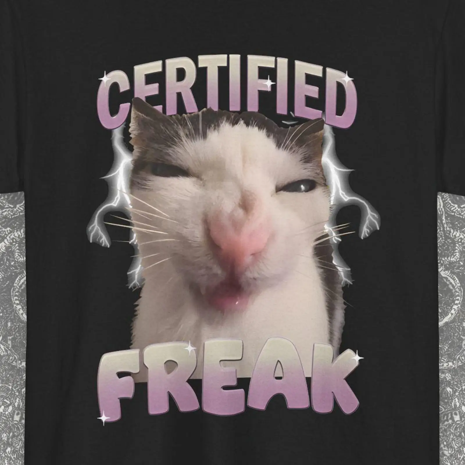Vintage Fashion Gen Z - Zertifiziertes „Freak Funny Cat Meme Bootleg“-T-Shirt
