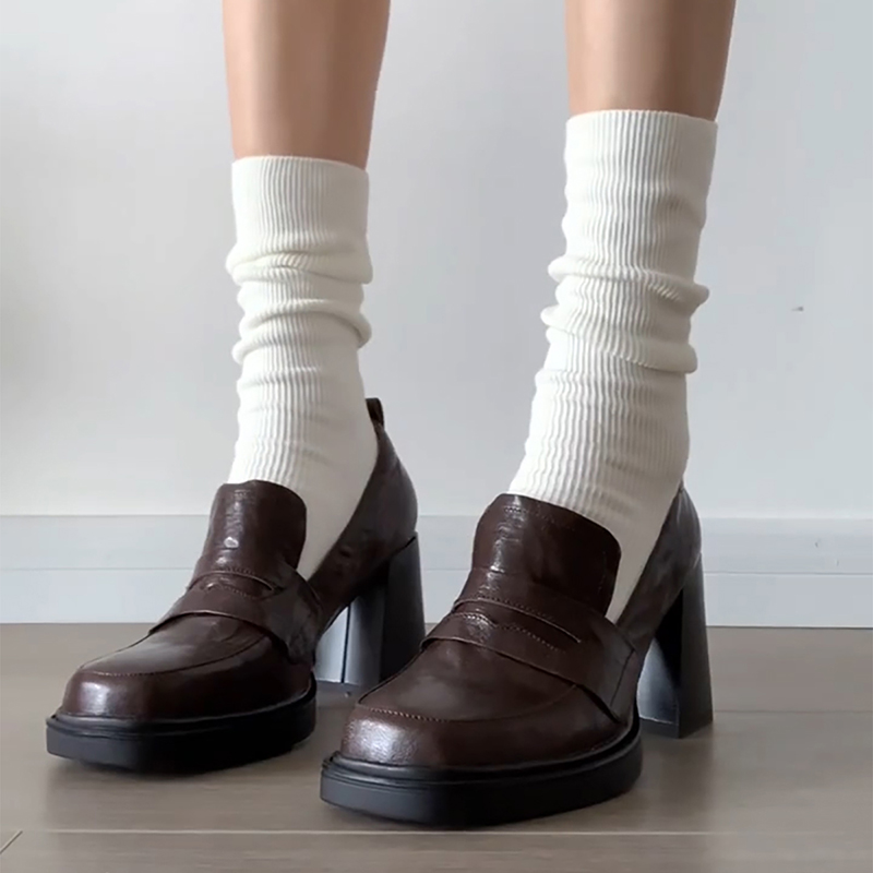 Vintage Style Women Fashion - College-Stil Damen-Loafer-Schuhe, modisch, flach, zum Hineinschlüpfen,