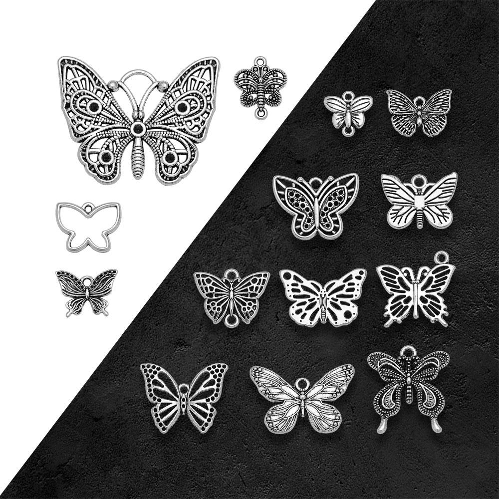 Vintage Fashion Resale - Antikes Silber Überzogene Nette Schmetterling Charms