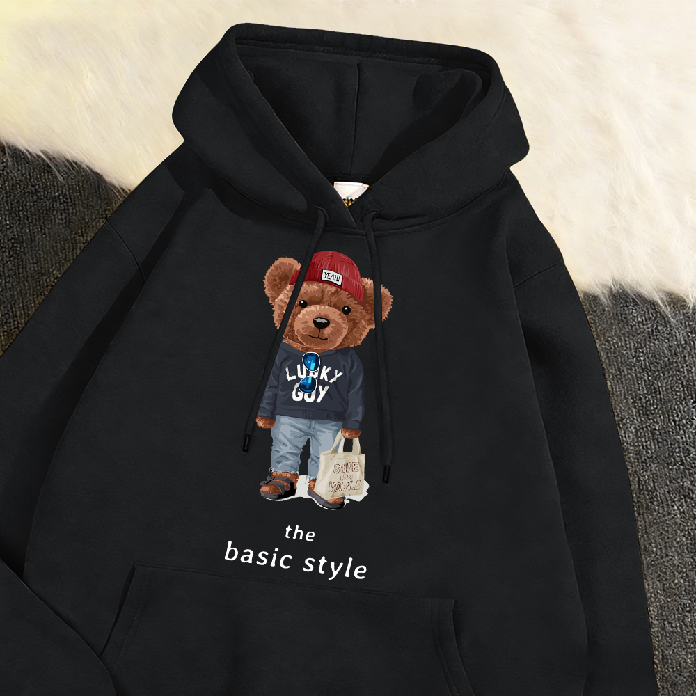 Vintage Fashion Outfits Men - Grundlegende Outfits für Cartoon-Bären Männer Retro-Sweatshirt