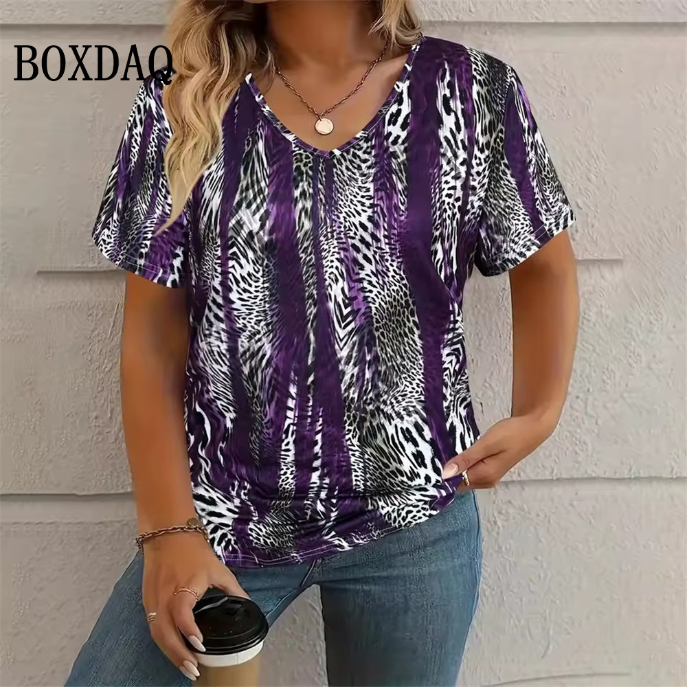 Vintage Fashion Fabrics - Sommer Vintage Leopard 3D Druck T-Shirt