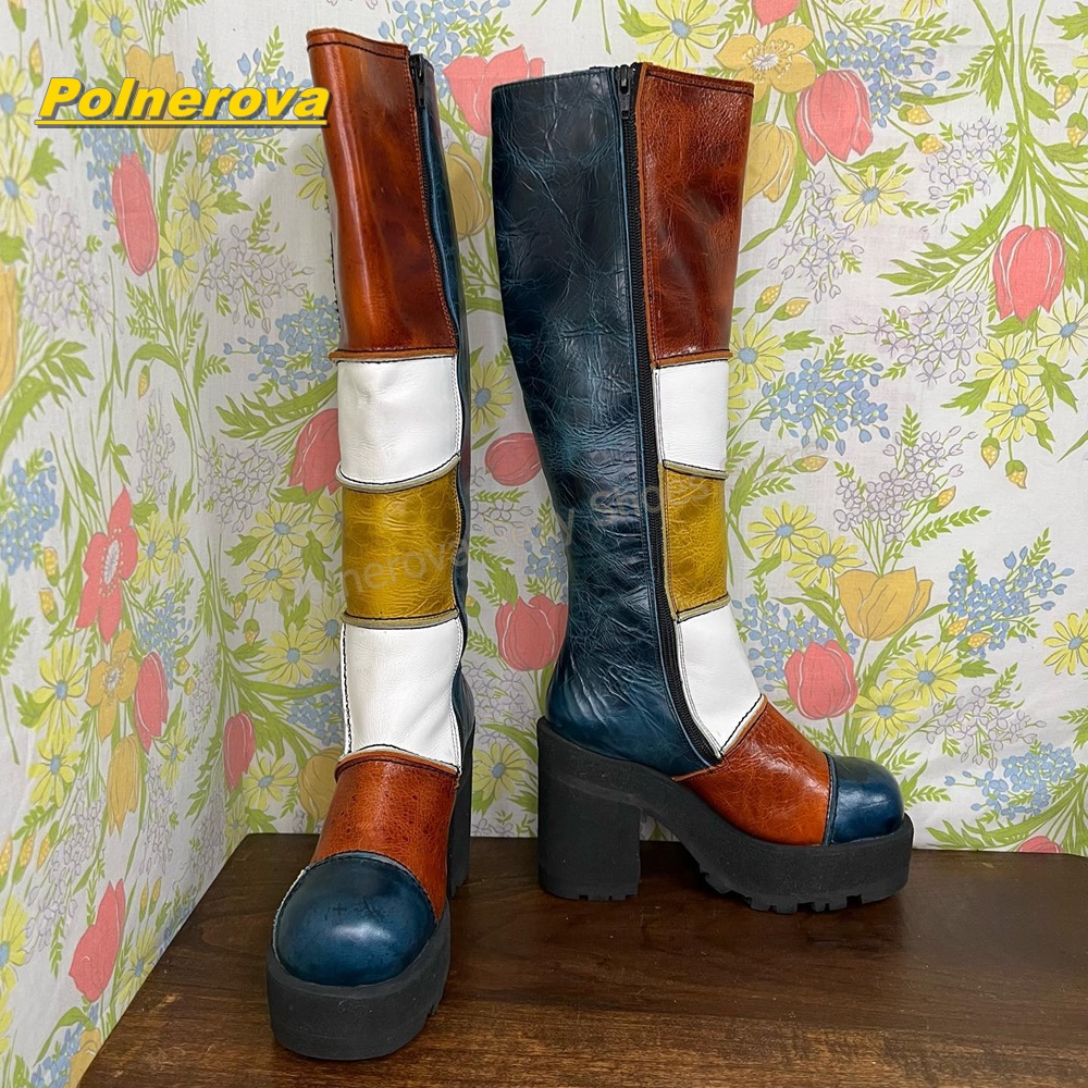 Damen Retro Patchwork Leder Kn – Vintage Fashion Streetwear Bewertung und Preis
