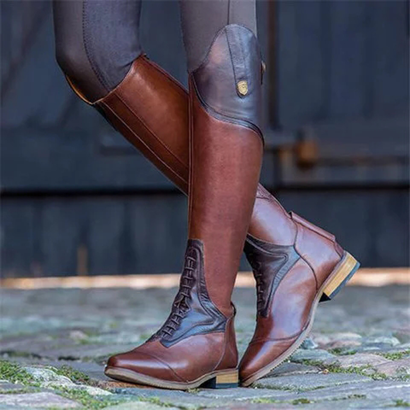 Kniehohe Stiefel, Freizeitstie – Vintage Style Women Fashion Bewertung und Preis