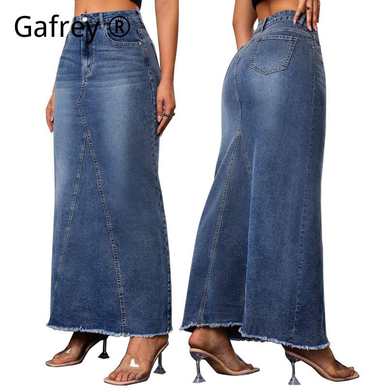 Damen Jeansrock in Midi-Länge  – Vintage Fashion Streetwear Bewertung und Preis