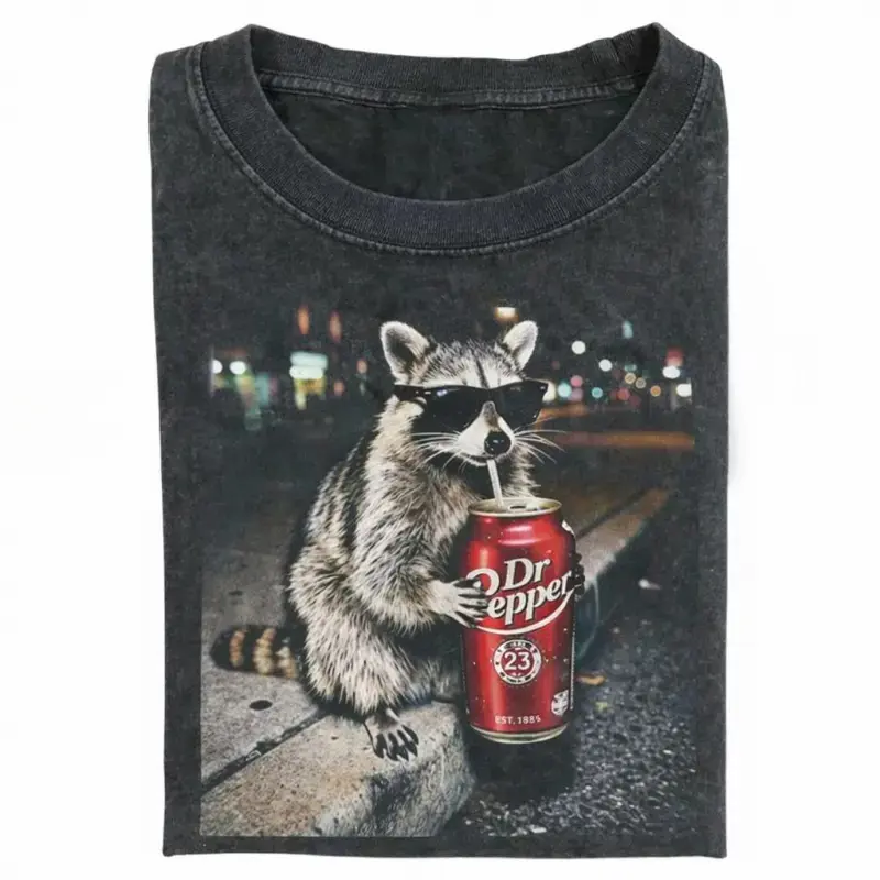 Vintage Waschbär-Grafik-T-Shir – Vintage Fashion Gen Z Bewertung und Preis