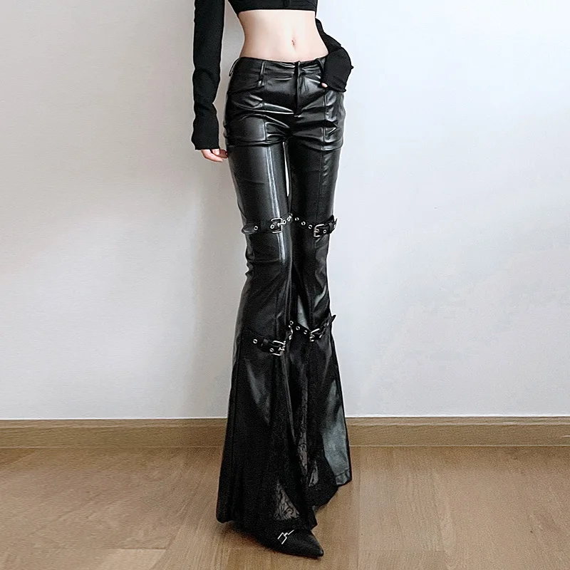 Schlaghose aus PU-Leder für Da – Vintage Fashion Streetwear Bewertung und Preis