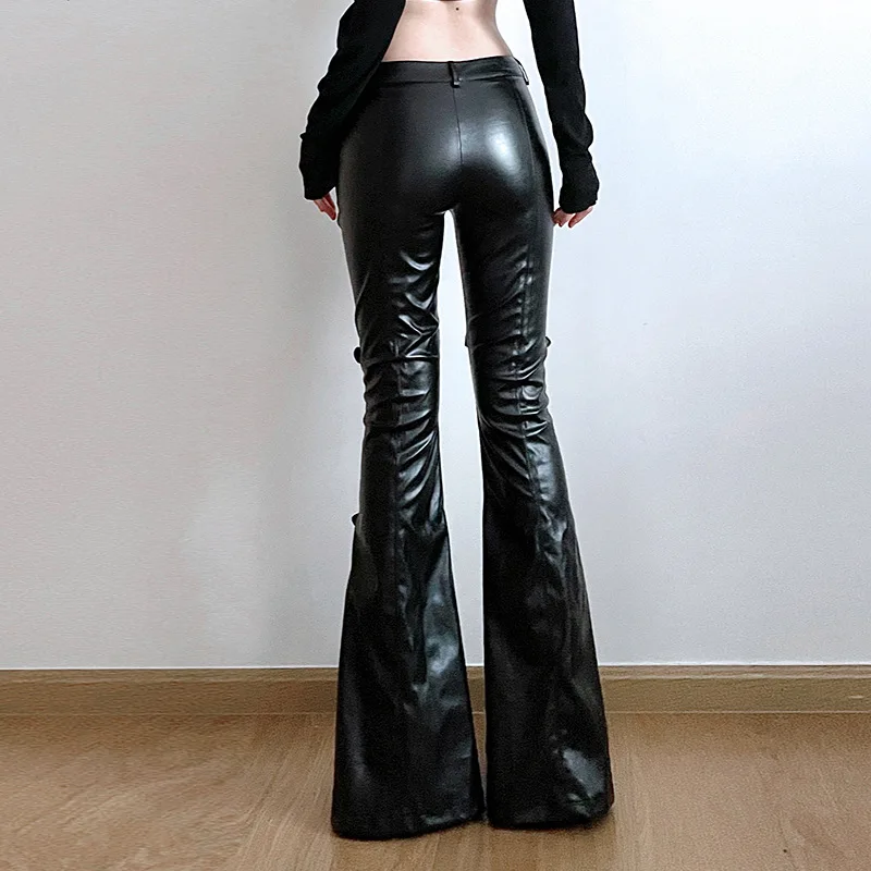Schlaghose aus PU-Leder für Da – Vintage Fashion Streetwear Bewertung und Preis